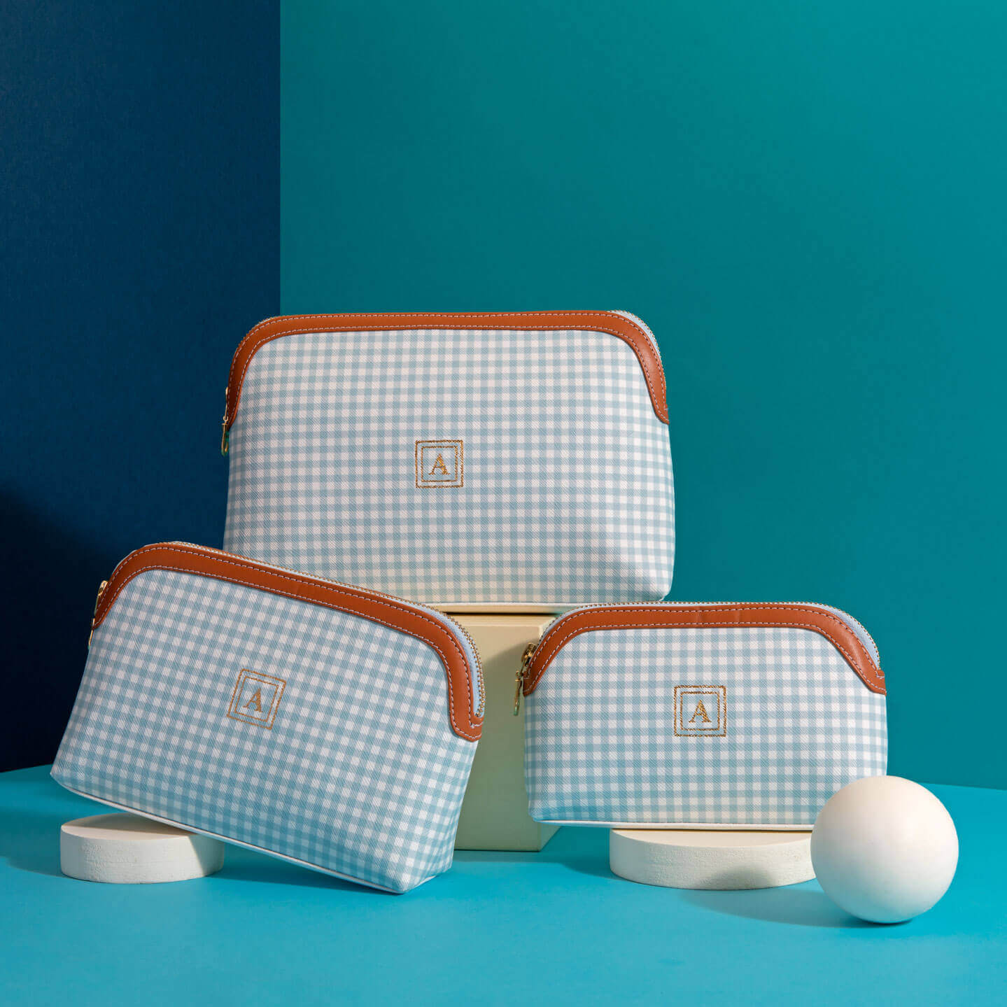 Pattern Of Joy Blue Oval All Purpose Pouch - Set of 3 1 Blue Pouches Set