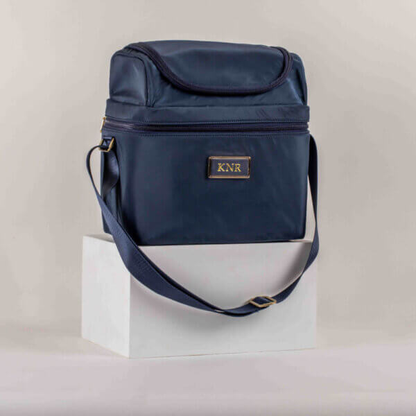 Back To Basic Navy Double Decker Insulated Lunch Bag Front 2 Back To Basics Double Decker Insulated Lunch Bag - ₹4,000.00